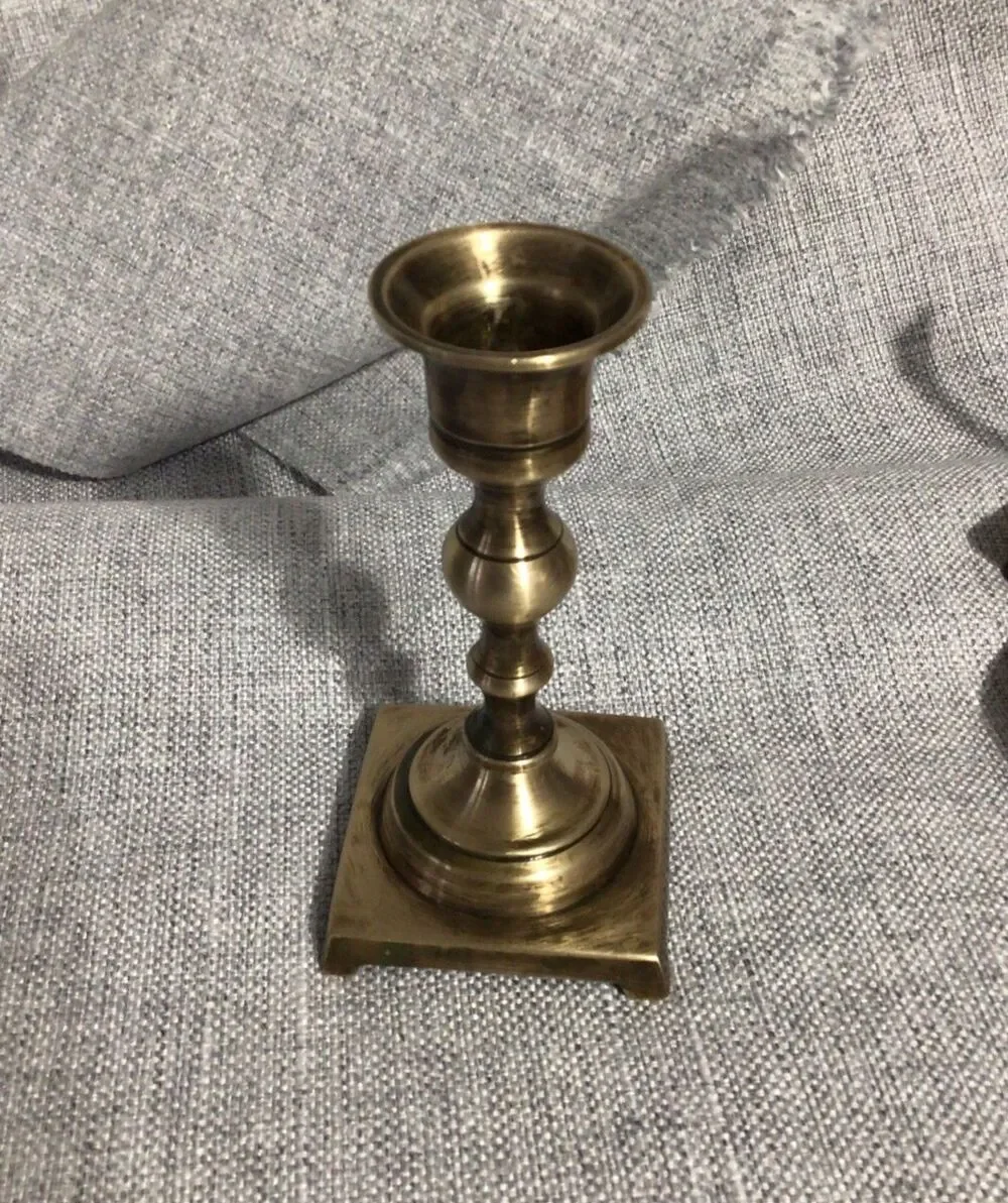 Vintage Solid Brass Candlestick 5” Tall Footed‎ Taper Candle Holders